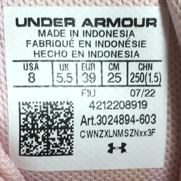 Under Armour Surge 3 Running Shoes Womens Size 8 Pink 3024894-603 - Picture 9 of 10